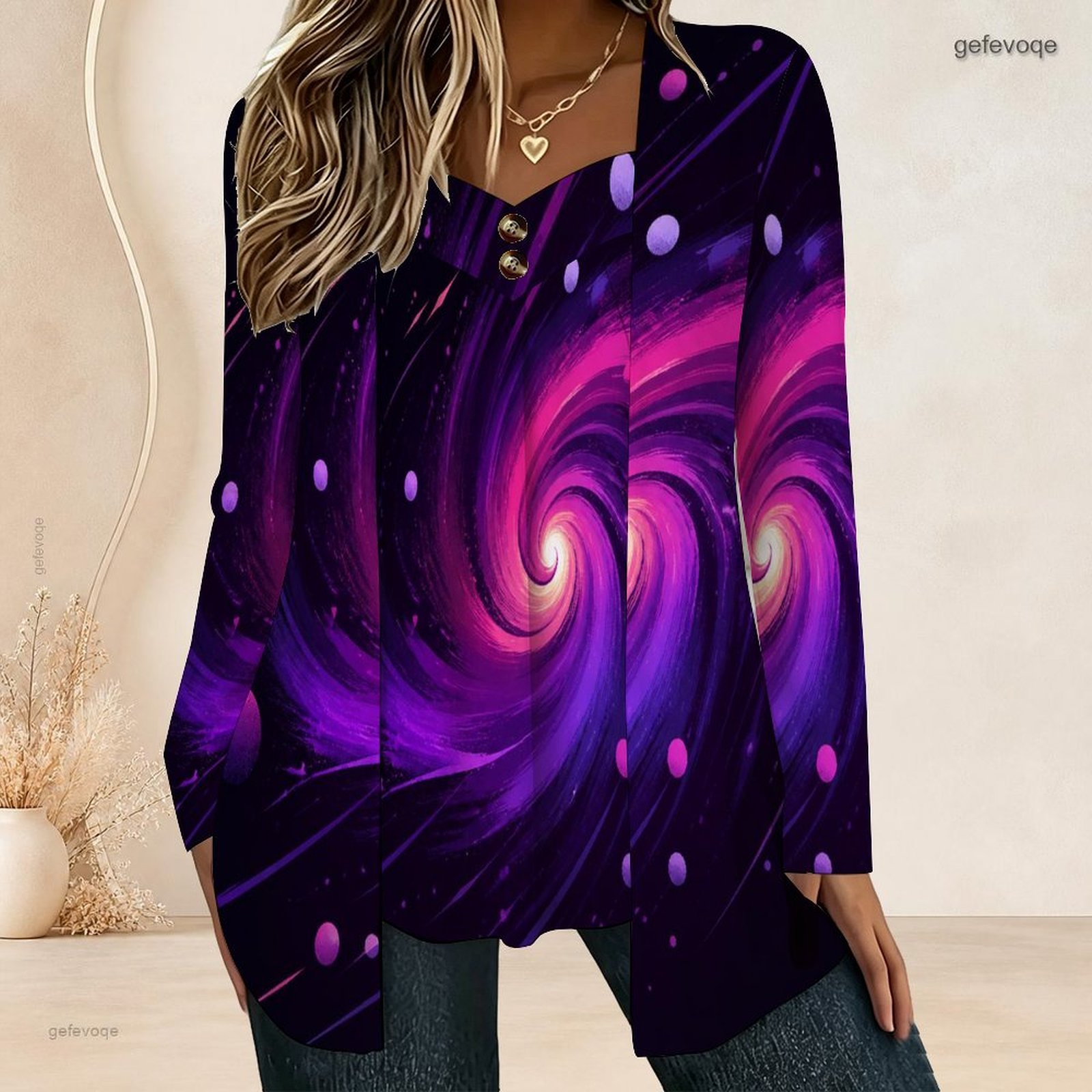 Blouses - بلوزة نسائية بأكمام طويلة بتصميم قطعتين