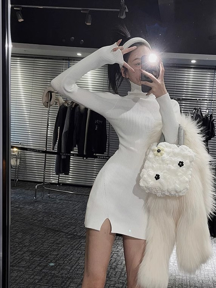 فستان نسائي قصير ضيق من التريك - مراجعة Bodycon Long Sleeve Ribbed Dress وسعره