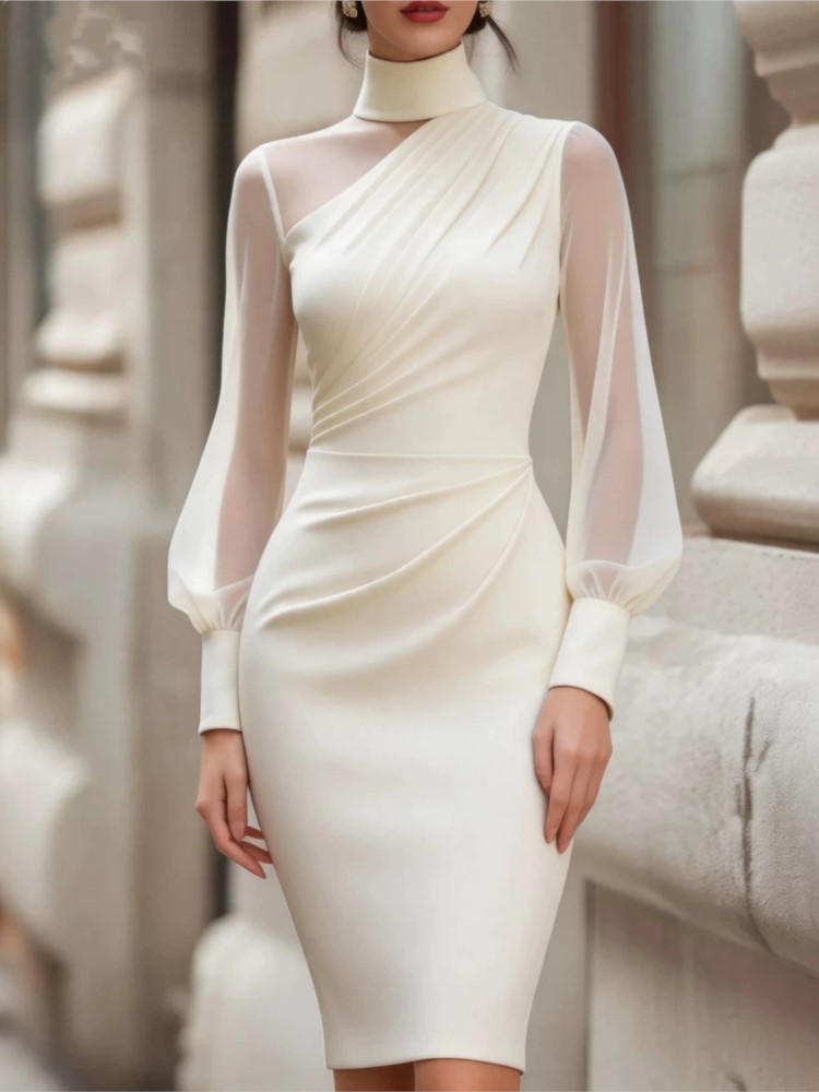 فستان ميدي جديد وعصري بتصميم ش - مراجعة Sexy Mesh Sheer Bodycon Dress وسعره