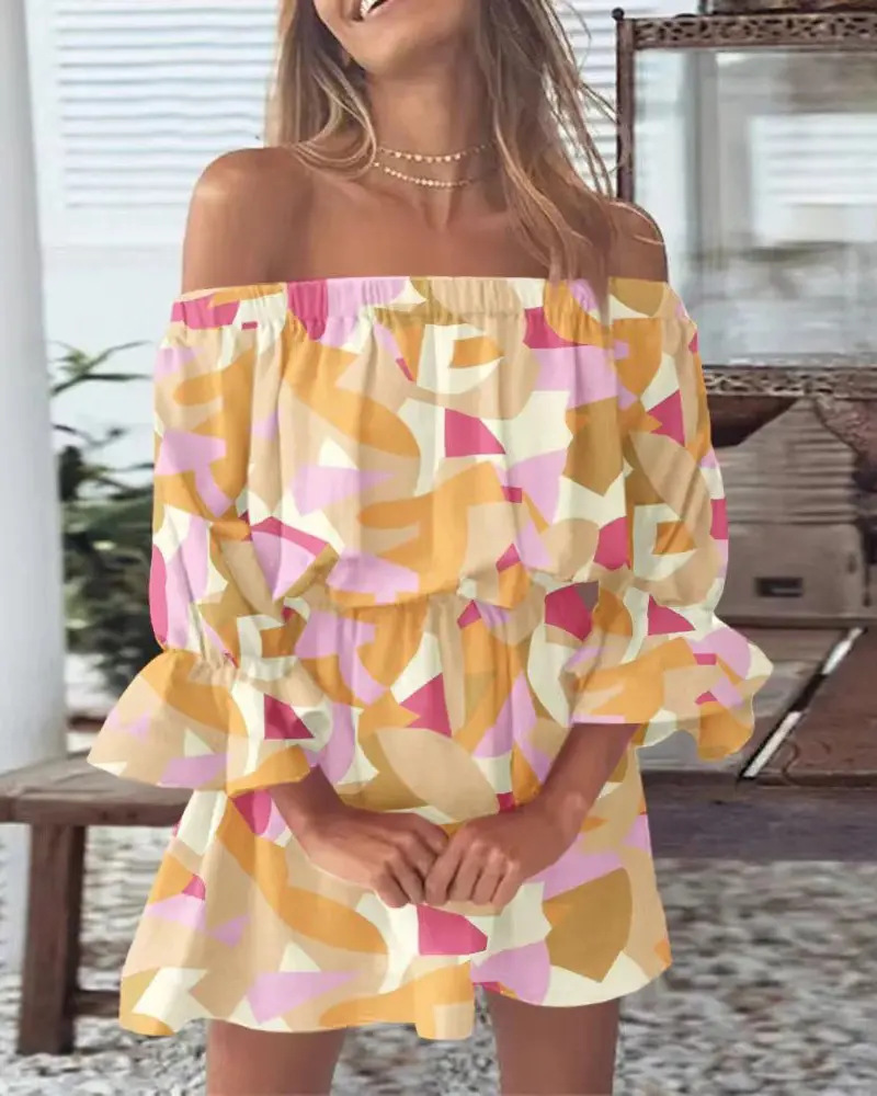 فستان نسائي قصير مكشوف الأكتاف - مراجعة French Vintage Floral Midi Dress وسعره
