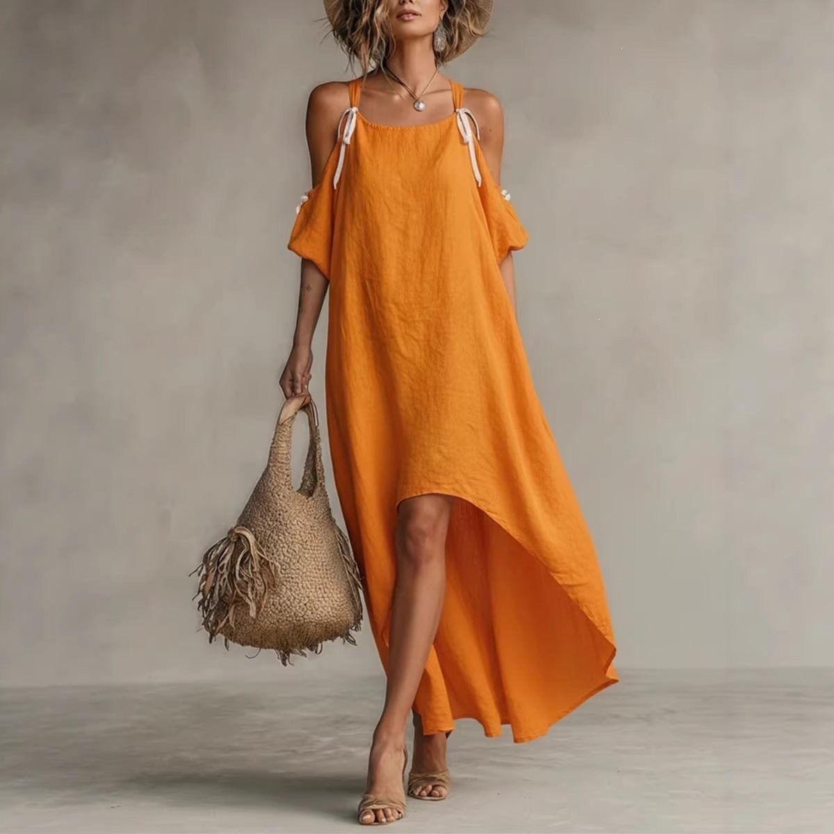 فستان صيفي نسائي بأكمام منفوخة - مراجعة Off Shoulder Puff Sleeve Sundress وسعره