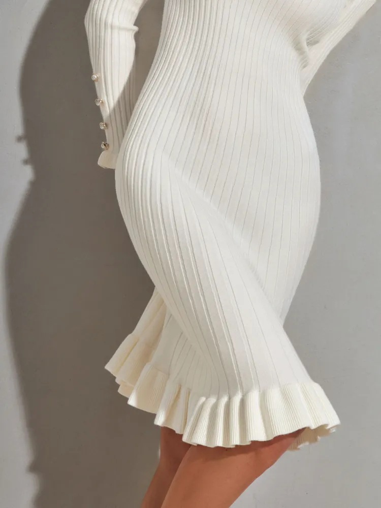 فستان نسائي ضيق بأكمام طويلة م - مراجعة Bodycon Long Sleeve Ribbed Dress وسعره