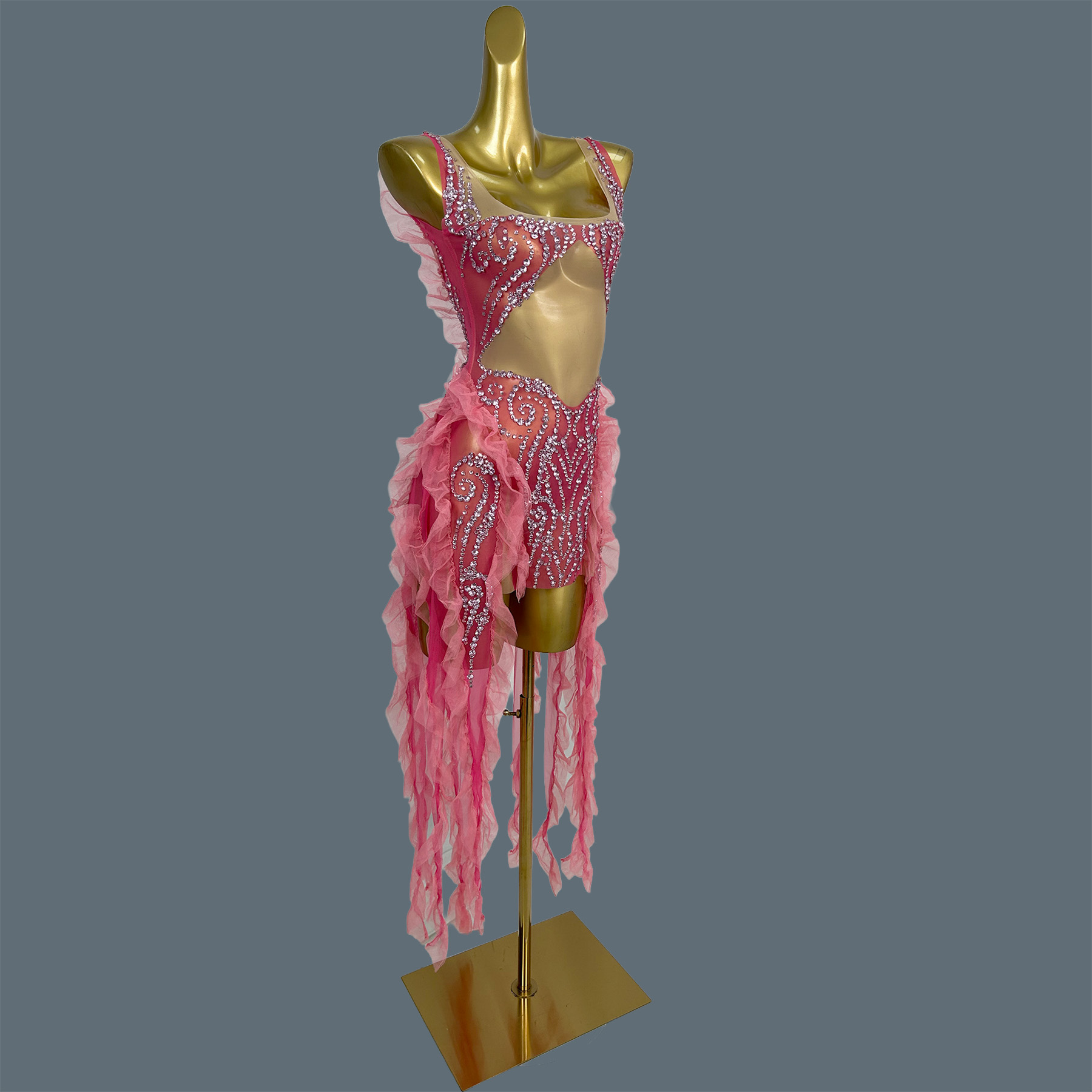 فستان قصير شفاف مزين بالكريستا - مراجعة Sparkly Rhinestone Club Party Dress وسعره