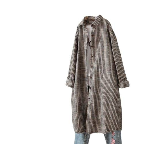 فستان قميص نسائي مخطط من القطن - مراجعة Casual Loose Linen Shirt Dress وسعره