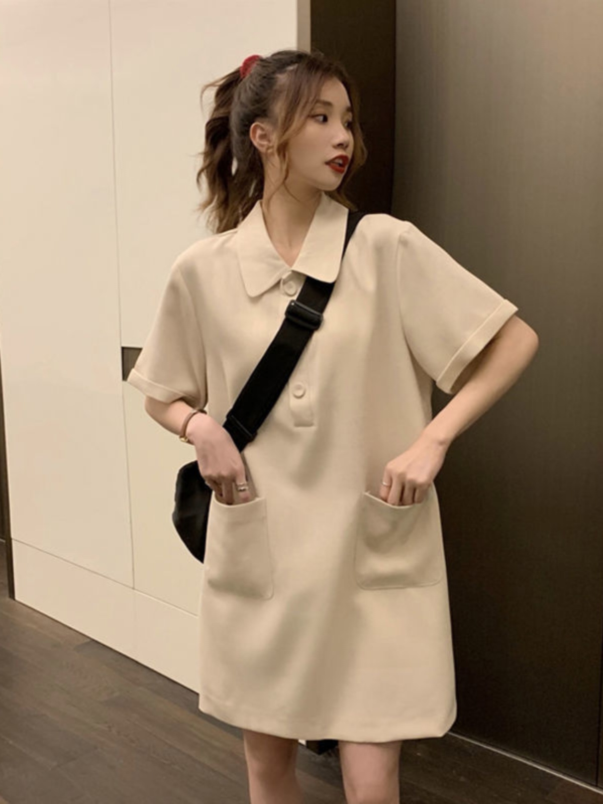 فستان نسائي كاجوال بقصة A-Line - مراجعة Korean Style A Line Shirt Dress وسعره