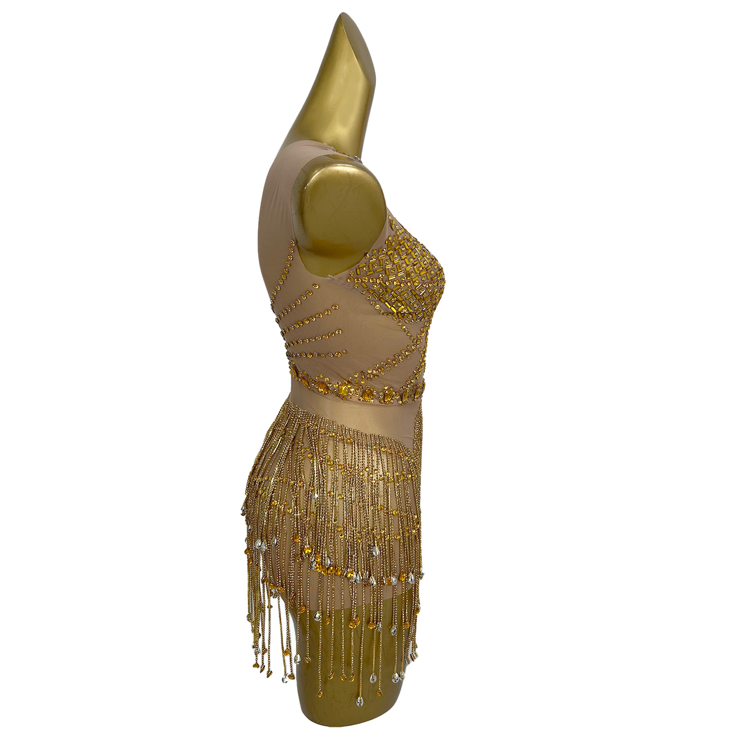 فستان قصير شفاف من قماش الشبك  - مراجعة Sparkly Rhinestone Club Party Dress وسعره