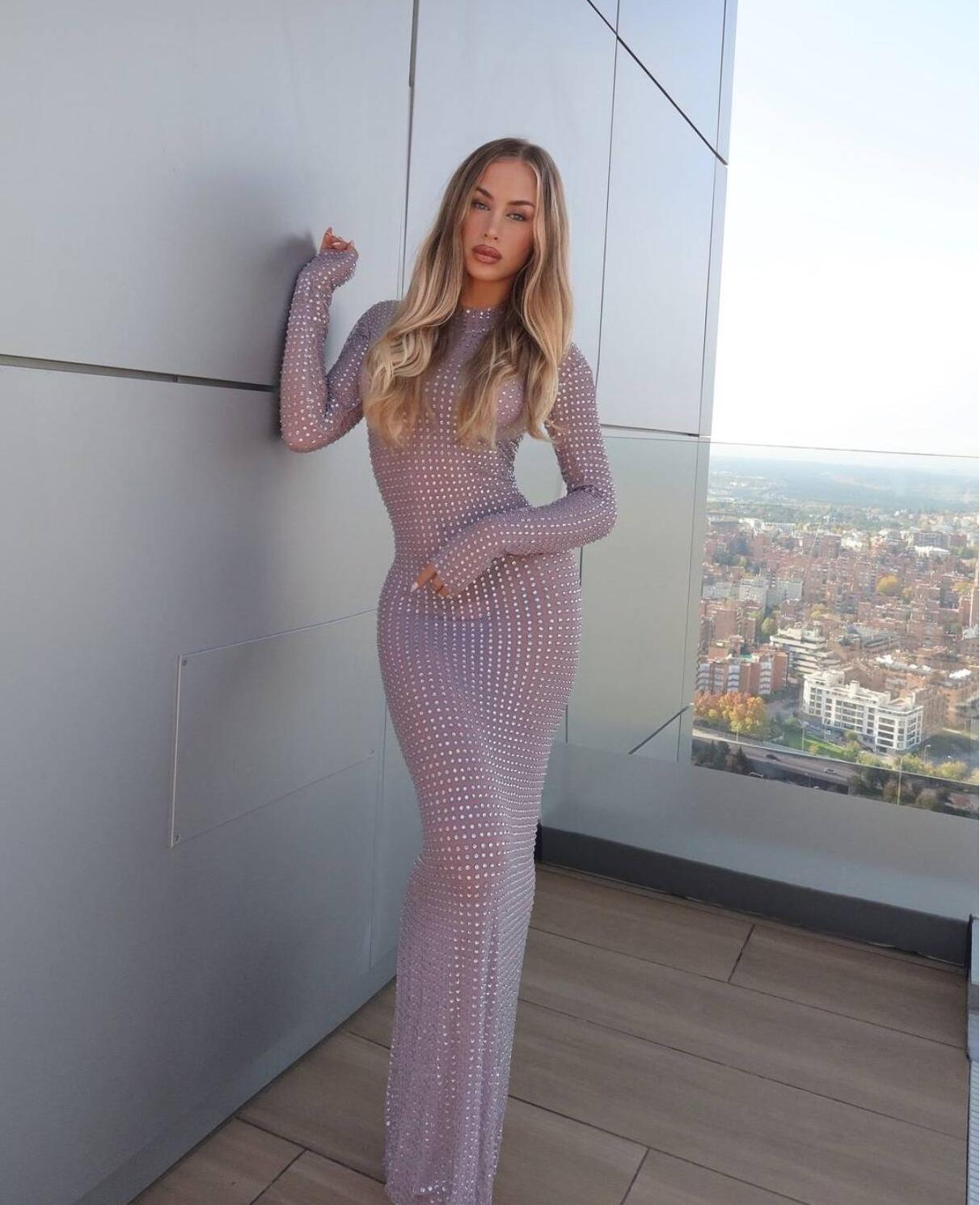 2025 جديد شفاف صورة تبادل لاطل - مراجعة Sparkly Rhinestone Club Party Dress وسعره
