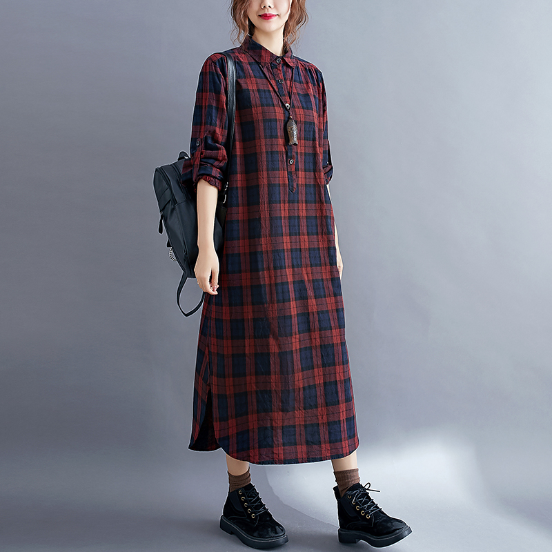 فستان قميص كاجوال مخطط بأكمام  - مراجعة Korean Style A Line Shirt Dress وسعره