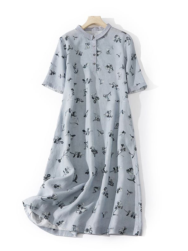 فستان قميص فضفاض من القطن والك - مراجعة Casual Loose Linen Shirt Dress وسعره