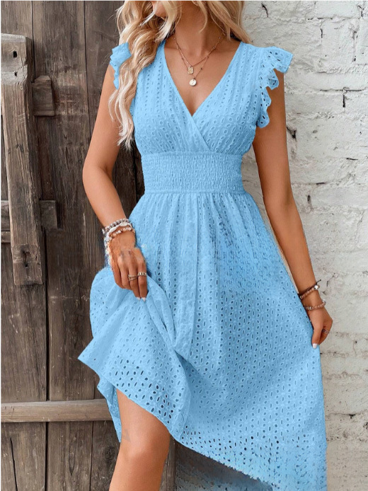 فستان صيفي قطني بفتحات تهوية و - مراجعة French Vintage Floral Midi Dress وسعره