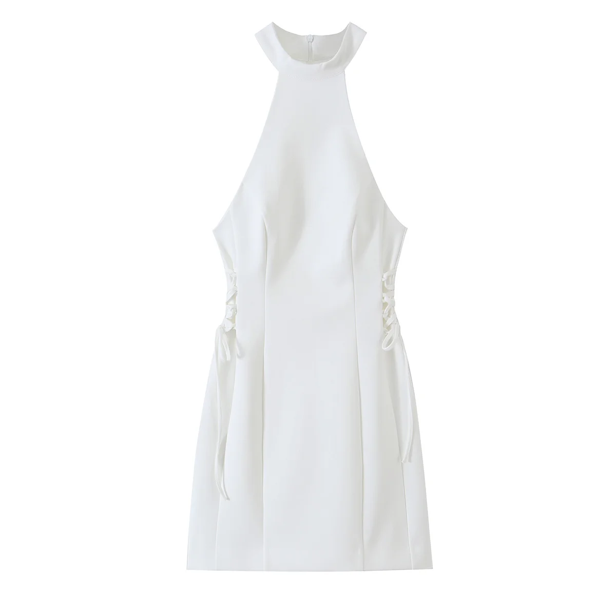 فستان نسائي أبيض قصير برقبة عا - مراجعة Y2K Backless Halter Mini Dress وسعره