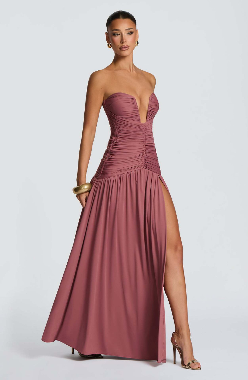 فستان سهرة نسائي أنيق طويل ضيق - مراجعة Elegant Satin Evening Gown Split وسعره