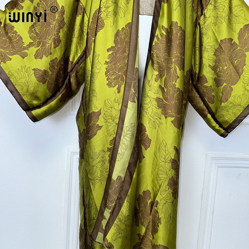 WINYI أفريقيا بوهو طباعة كيمون - مراجعة Boho Summer Beach Maxi Dress وسعره