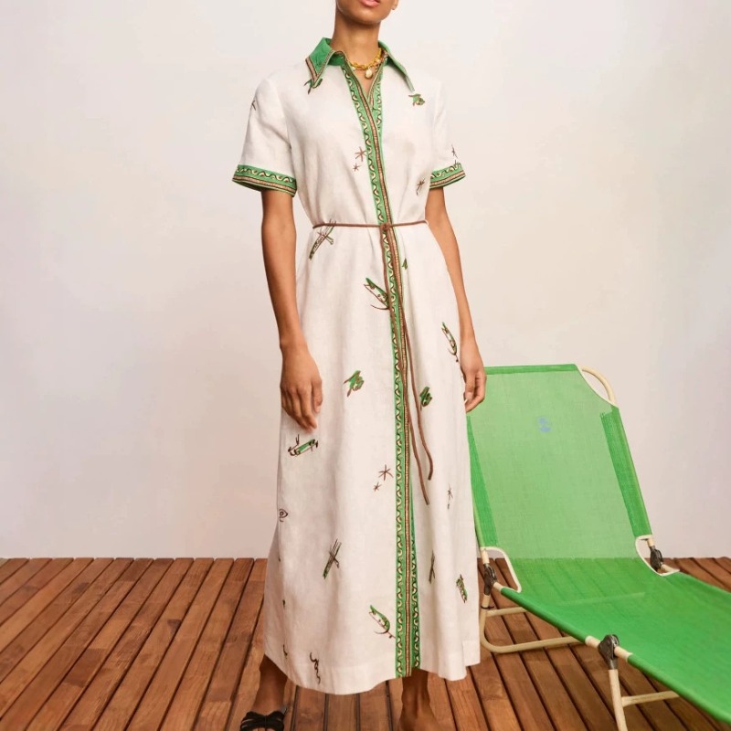 فستان قميص ماكسي نسائي جديد أص - مراجعة Casual Loose Linen Shirt Dress وسعره