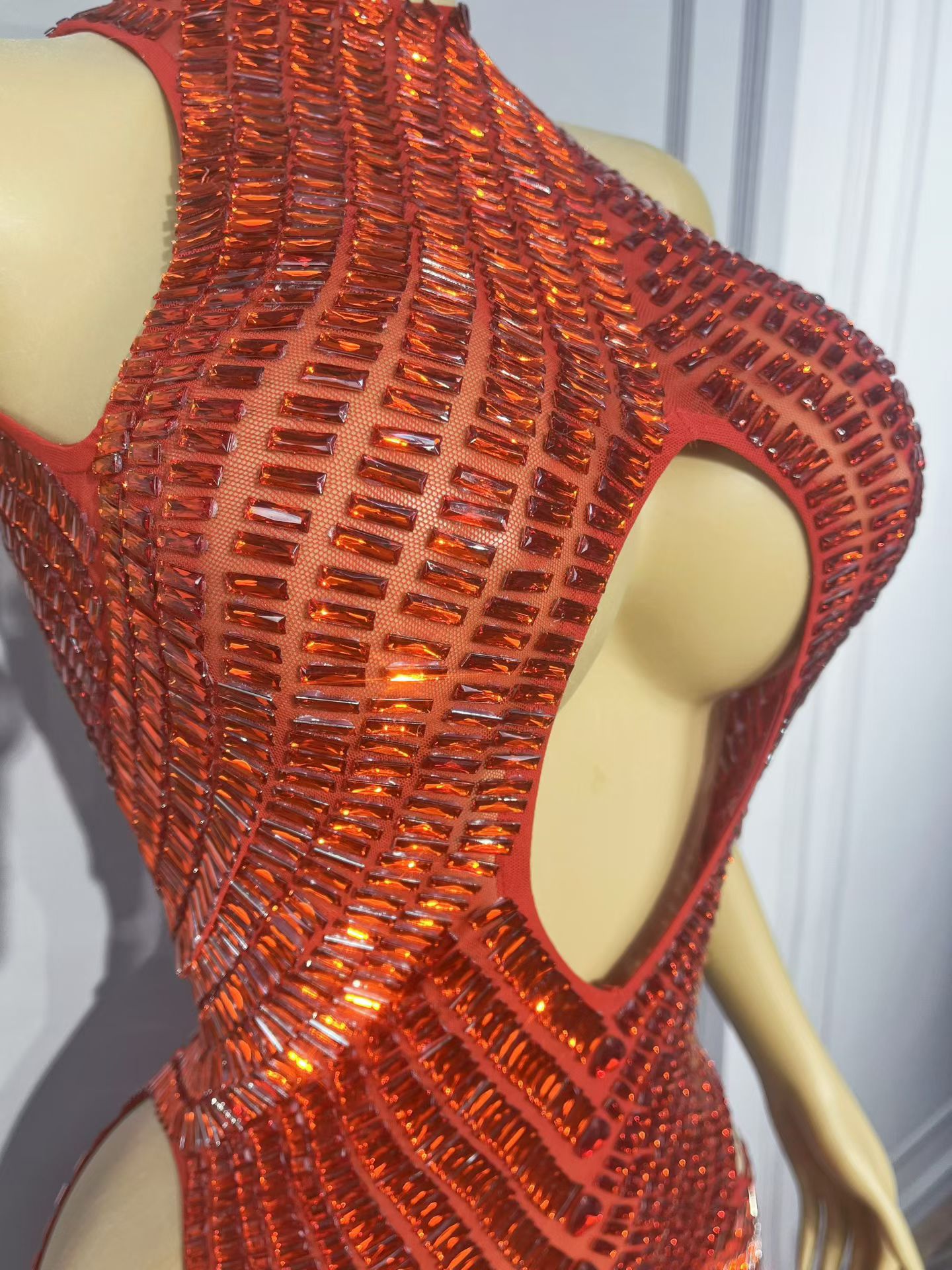 فستان حورية البحر الفاخر الأحم - مراجعة Sparkly Rhinestone Club Party Dress وسعره